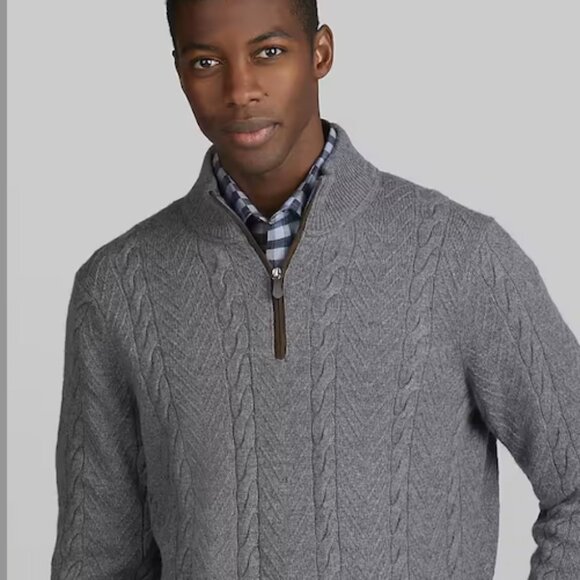 Jos. A Bank Tailored Fit 1/4-Zip Cable Knit Sweater-2XL - Picture 1 of 2